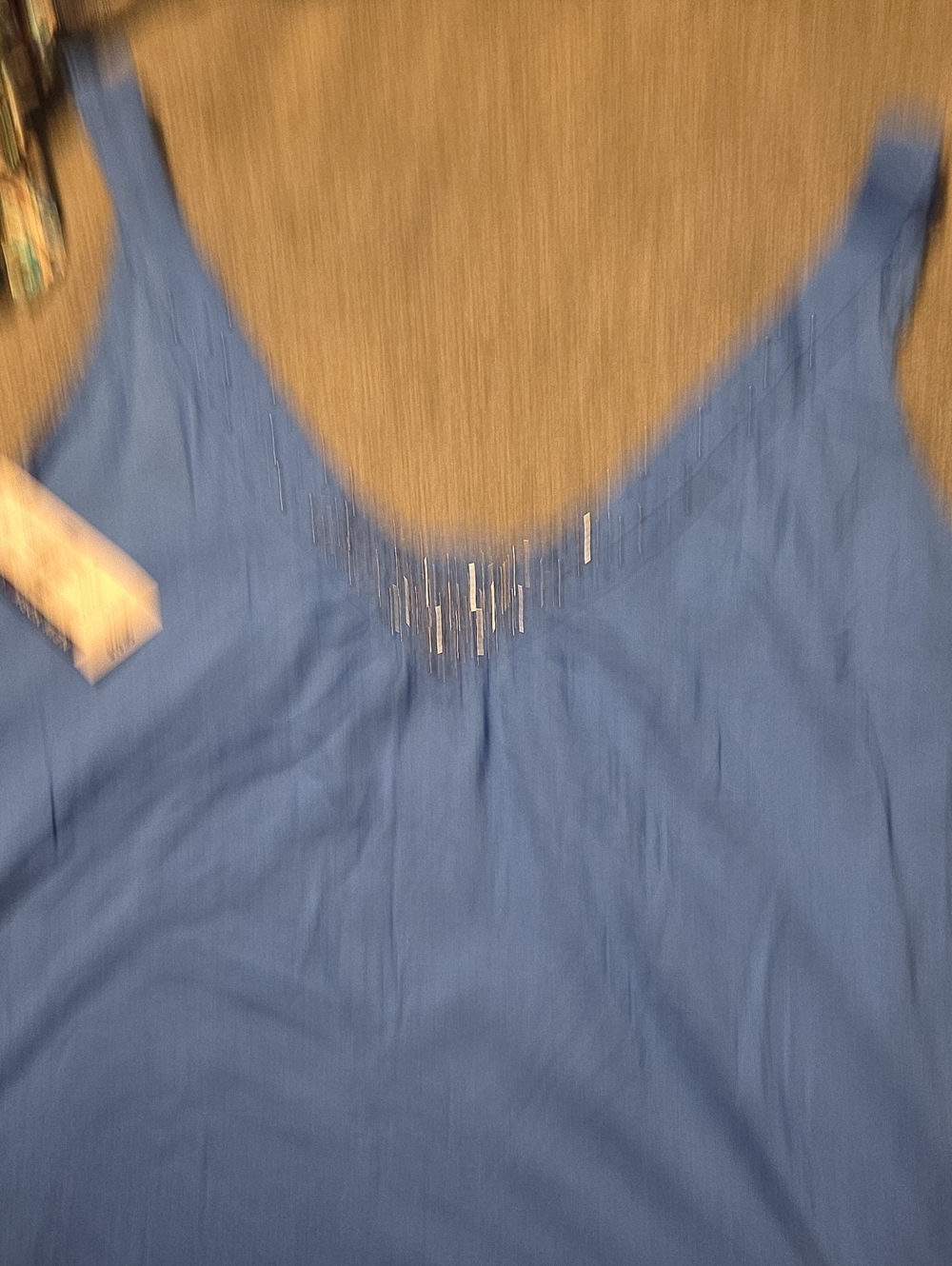 New York & Company Blue Beaded V-Neck Camisole